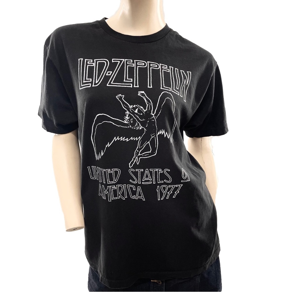 Led Zeppelin- Black USA 1977 wing man Graphic Tee - L